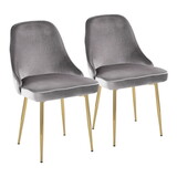 Marcel Contemporary Dining Chair with Gold Frame and Silver Velvet Fabric by LumiSource - Set of 2 B116135914