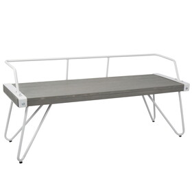 Stefani Industrial Bench in White and Grey by LumiSource B116135916