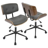 Lombardi Mid-Century Adjustable Office Chair with Swivel in Walnut and Grey by LumiSource B116135921