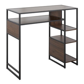 Display Farmhouse Bar Height Table with Storage Space in Black Metal and Walnut Wood by LumiSource B116135928