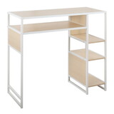 Display Farmhouse Bar Height Table with Storage Space in White Metal and Natural Wood by LumiSource B116135929