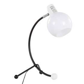 Eileen Contemporary Task Lamp in Black Metal and White Plastic Shade by LumiSource B116135932