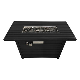 Living Source International 24" H x 54" W Steel Outdoor Fire Pit Table with Lid (Black) B120141814