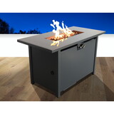 Living Source International 42 White Smoked Glass Metal Rectangle Fire Pit B120142308