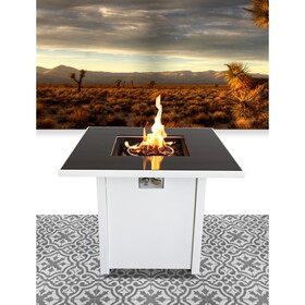 Living Source International 30 inch White Steel Propane/natural Gas Firepit Table B120142358
