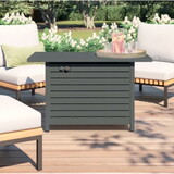 Living Source International 25 H x 42 W Outdoor Fire Pit Table with Lid (Gray) B120142380