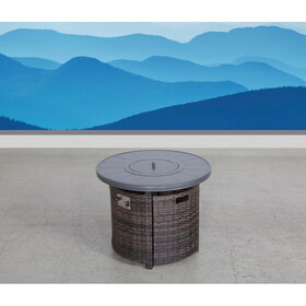 Living Source International 25" H x 32" W Aluminum Outdoor Fire Pit Table with Lid(Espresso) B120142404