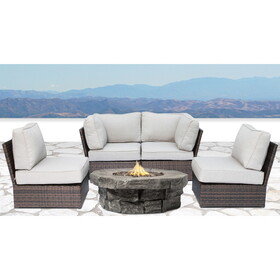 Living Source International Rattan Wicker Fully assembled 4 - Person Seating Group with Cushions B120P143578