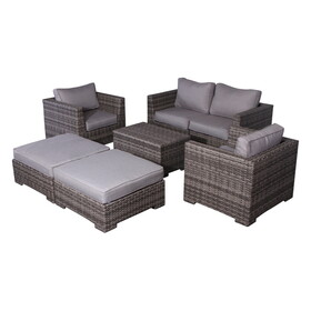 Living Source International Rattan Wicker Fully assembled 6 - Person Seating Group with Cushions (Gray) B120P145260