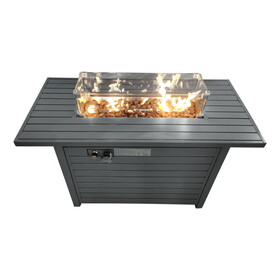 Living Source International 11" H x 42" L Steel Propane Outdoor Fire Pit Table with Lid B120P147937
