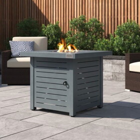 Living Source International 25" H Steel Outdoor Fire Pit Table with Lid B120P198373