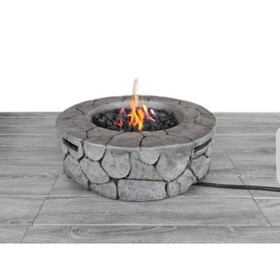 living Source International 9" H x 28" W Fiber Reinforced Concrete Outdoor Fire pit B120P198408