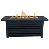 Living Source International Steel Propane/Natural Gas Outdoor Fire Pit Table with Lid B120P198410