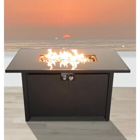 25" H x 42" W Steel Outdoor Fire Pit Table with Lid B120P205629