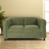 Green Faux Leather Loveseat Sofa for Living Room, Modern Décor Love Seat Mini Small Couches for Small Spaces and Bedroom with Solid Wood Frame B124142408