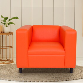 Orange Faux Leather Sofa Chair, Modern Sofa Chair for Living Room, Bedroom and Apartment with Solid Wood Frame B124142417