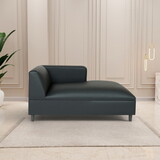 Black Faux Leather Lounger, Modern Lounger for Living Room, Bedroom and Apartment with Solid Wood Frame B124142418