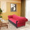 S-back Red and Black Velvet Sofa for Living Room, Modern 3-Seater Sofas Couches for Bedroom, Office, and Apartment with Solid Wood Frame B124142435