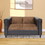 Brown Chenille and Faux Leather Loveseat Sofa for Living Room, Modern D&#233;cor Love Seat Mini Small Couches for Small Spaces and Bedroom with Solid Wood Frame B124142437