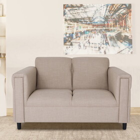 Loveseat Sofa for Living Room, Modern D&#233;cor Love Seat Mini Small Couches for Small Spaces and Bedroom with Solid Wood Frame (Toast, Polyester Nylon) B124142438