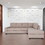 L Shaped Sectional Sofas for Living Room, Modern Sectional Couches for Bedrooms, Apartment with Solid Wood Frame (Tan, Polyester Nylon) B124S00008