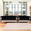 Black Velvet Loveseat and Sofa Set for Living Room with Leopard Print, Modern D&#233;cor Couch Sets for Living Room, Bedrooms with Solid Wood Frame B124S00015