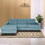Blue L Shaped Sectional Sofas for Living Room, Modern Sectional Couches for Bedrooms, Apartment with Solid Wood Frame (Polyester Nylon) B124S00018