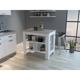 Brooklyn Antibacterial Surface Kitchen Island, Three Concealed Shelves B128P148888