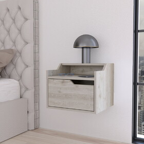 Florence Floating Nightstand with Drawer and Dual-Shelf Display B128P148916