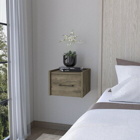 Elfrida Wall-Mounted Nightstand, Sleek Single-Drawer Design with Spacious Top Shelf B128P176107