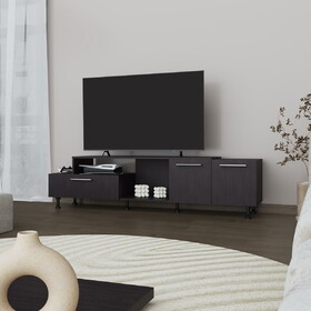 FM FURNITURE Liberty Entertainment Center with Drop-Down Door. Adjustable Legs. Open Storage. and Two Side Cabinets. Wengue B128P283288
