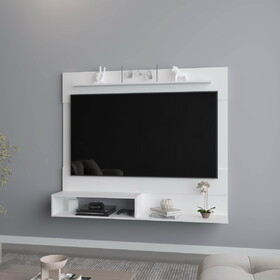 FM FURNITURE Irmo Wall-Mounted Entertainment Center with Shelves. White B128P283290