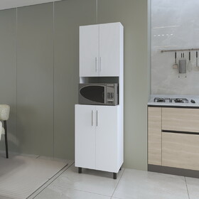 FM FURNITURE Ko Vaya Double Cabinet Kitchen Pantry with Open Storage. White B128P283297