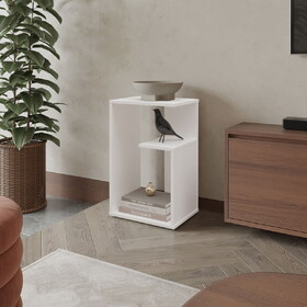 Vega Side Table in Melamine with Open Storage, White B128P287506