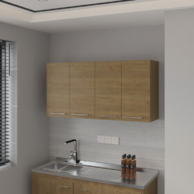 Lyman Wall Cabinet kitchen in Melamine wit 4 Doors, Natural Oak B128P287529