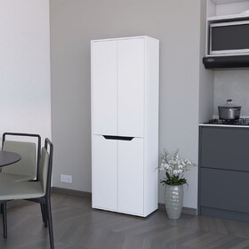 FM FURNITURE Keyser Multistorage Kitchen Pantry with 5 Shelves and 4 Doors, White/Black B128P321071