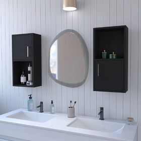 FM FURNITURE Dixie 2 bathroom medicine cabinets with storage with open shelf, Black B128P321073