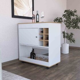 Texas Bar Cart, One Cabinet, Six Bottle Cubbies, One Lower Panel, Four Casters B128P322513