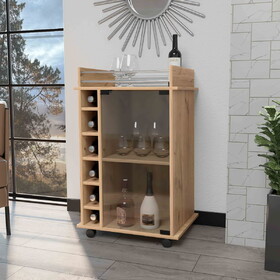 Vegas Bar Cart, Two Tier Cabinet, Six Cubbies for Liquor B128P322514