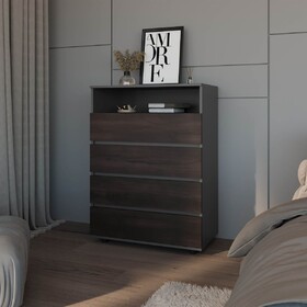 Tokio 4 Drawer Dresser with Open Shelf, Stained Walnut B128P343765