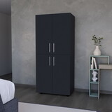 Hazel Armoire in melamine with 2 doors, 4 shelves and 2 clothes hanging bar B128S00008
