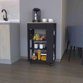Shelton Kitchen Cart, Two Open Shelves, One Drawer, Four Caster B128S00143