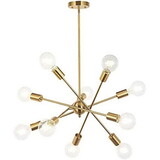 Modern Sputnik Chandelier Lighting 10 Lights with Adjustable Arms Brushed Brass Pendant Lighting B130P148026