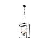 4 Light Large Industrial Metal Farmhouse Pendant Light Black Square Wide Cage Chandelier with Painted Finish B130P148031