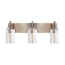 Vanity Bathroom Light Fixture Brushed Nickel 3 Lights Rustic Wall Sconce Lighting with Clear Glass Shade B130P148040