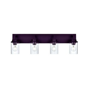 Modern Wall Bathroom Vanity Light Fixture 4 Light Oil Rubbed Bronze Metal with Clear Glass Shade,Industrial Vintage Farmhouse Wall Mount Lighting Sconce B130P148047