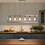 6 Light Rectangle Chandelier Contemporary Farmhouse Linear Pendant Lighting Brushed Nickel Industrial Vintage Kitchen Island Metal Cage Ceiling Light Fixture B130P148058