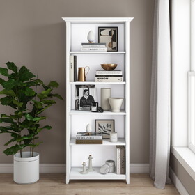 Amherst 30 inch Solid Wood 5 Shelf Bookcase in White B136P158319