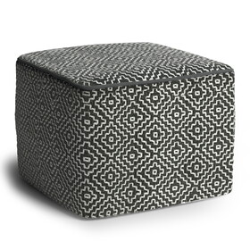 Briella - Square Woven Outdoor / Indoor Pouf - Grey / White B136P159020