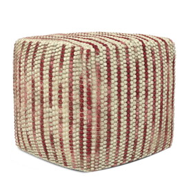 Zoey - Woven Cube Pouf - Maroon B136P159263